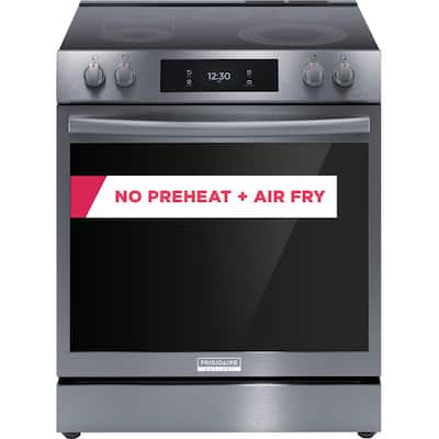 Gallery 30 in. 6.2 cu. ft. 5 Burner Element Slide-In Electric Range w/ Total Convection & Air Fry, Black Stainless Steel