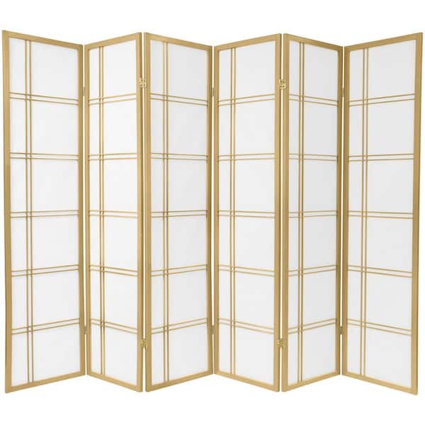 Oriental Furniture 6 ft. Gold Double Cross 6-Panel Room Divider