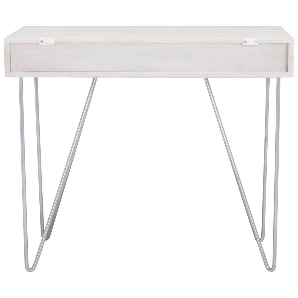 White Wood Writing Desk with Drawer and Hairpin Legs