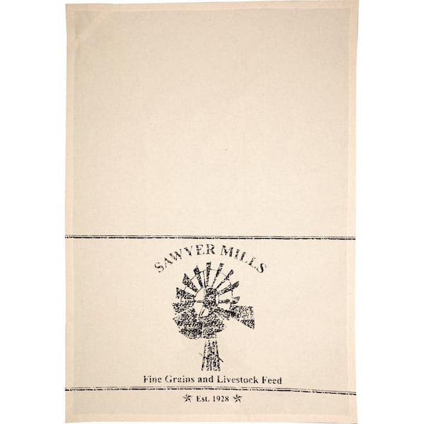 Sawyer Mill Charcoal Windmill Cotton Muslin Unbleached Kitchen Tea Towel