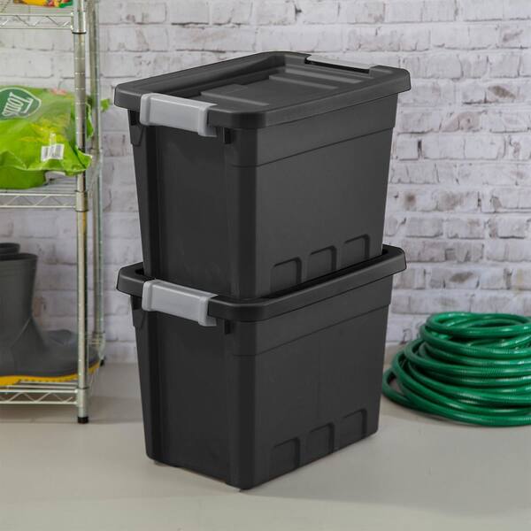 Sterilite 45 Gallon Heavy Duty Plastic Stackable Storage Container Tote  with Wheels and Latching Indexed Lid for Home Organization, Gray, 12 Pack