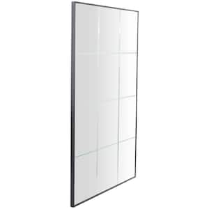 40 in. x 23 in. Grid Style Panel Rectangle Framed Black Wall Mirror