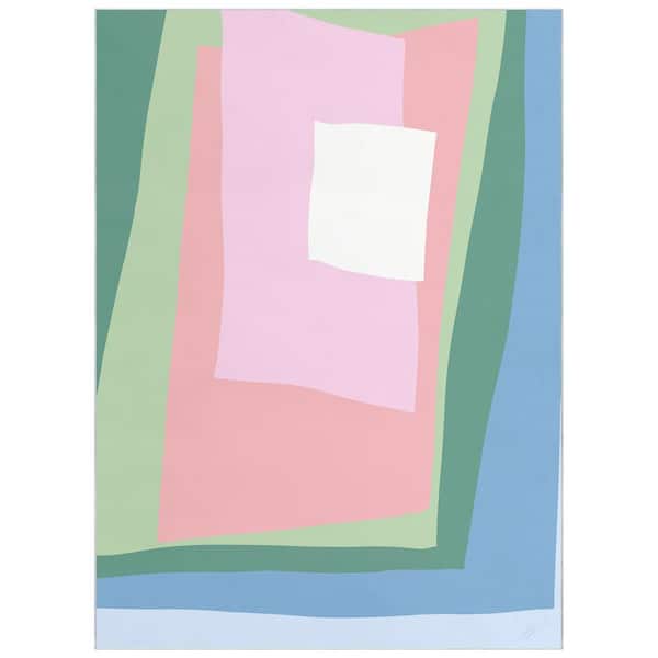 Multi-Colored 8 ft. x 10 ft. Green Cut Out I Washable Geometric Art, Power loomed Area Rug