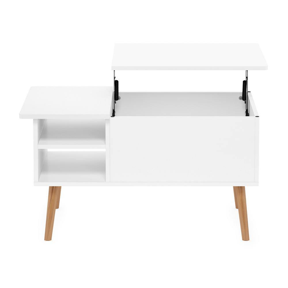 White Rectangular Lift-Top Coffee Table with Storage
