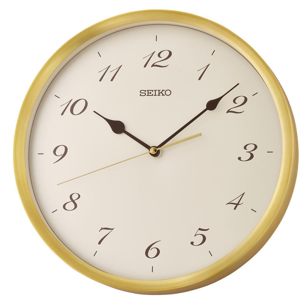 Seiko 12 in. Gold Saito Jewel Tone Wall Clock QXA784GLH - The Home Depot