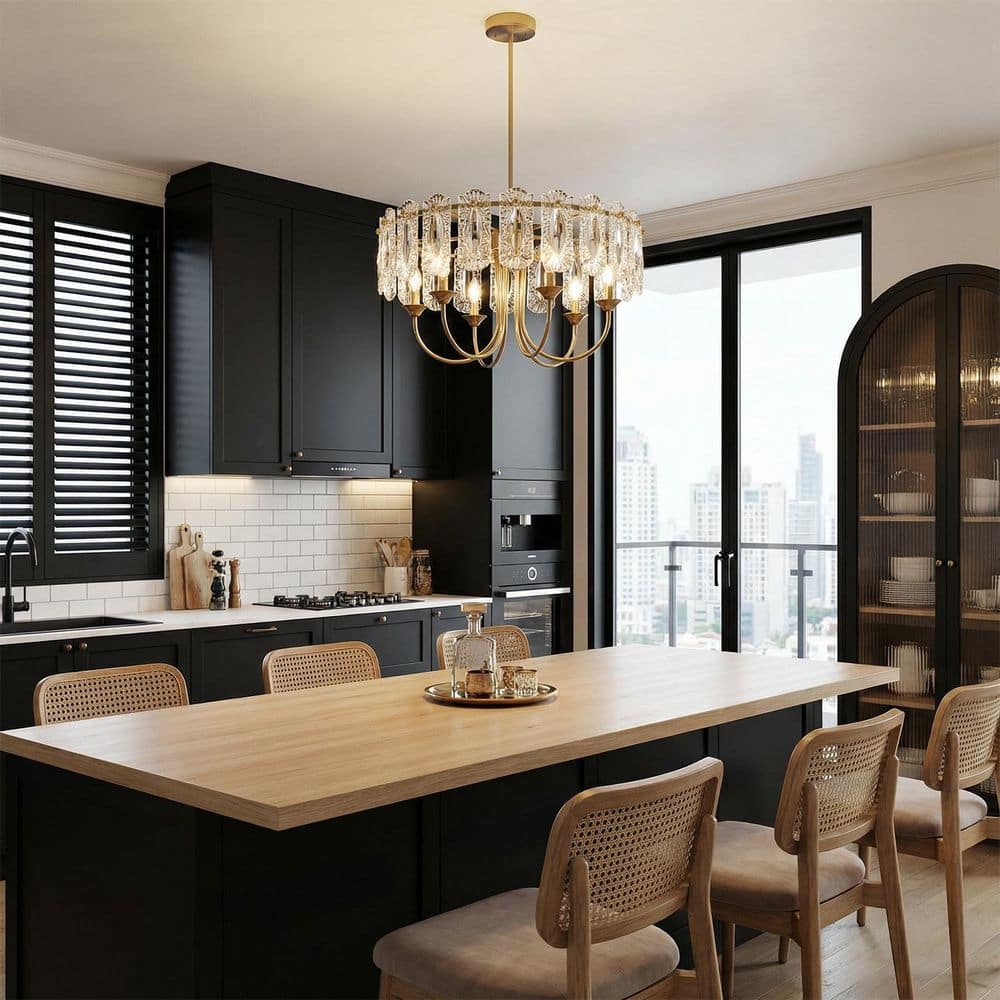 Emeritpro Modern 6 Light Natural Copper Chandelier with Clear