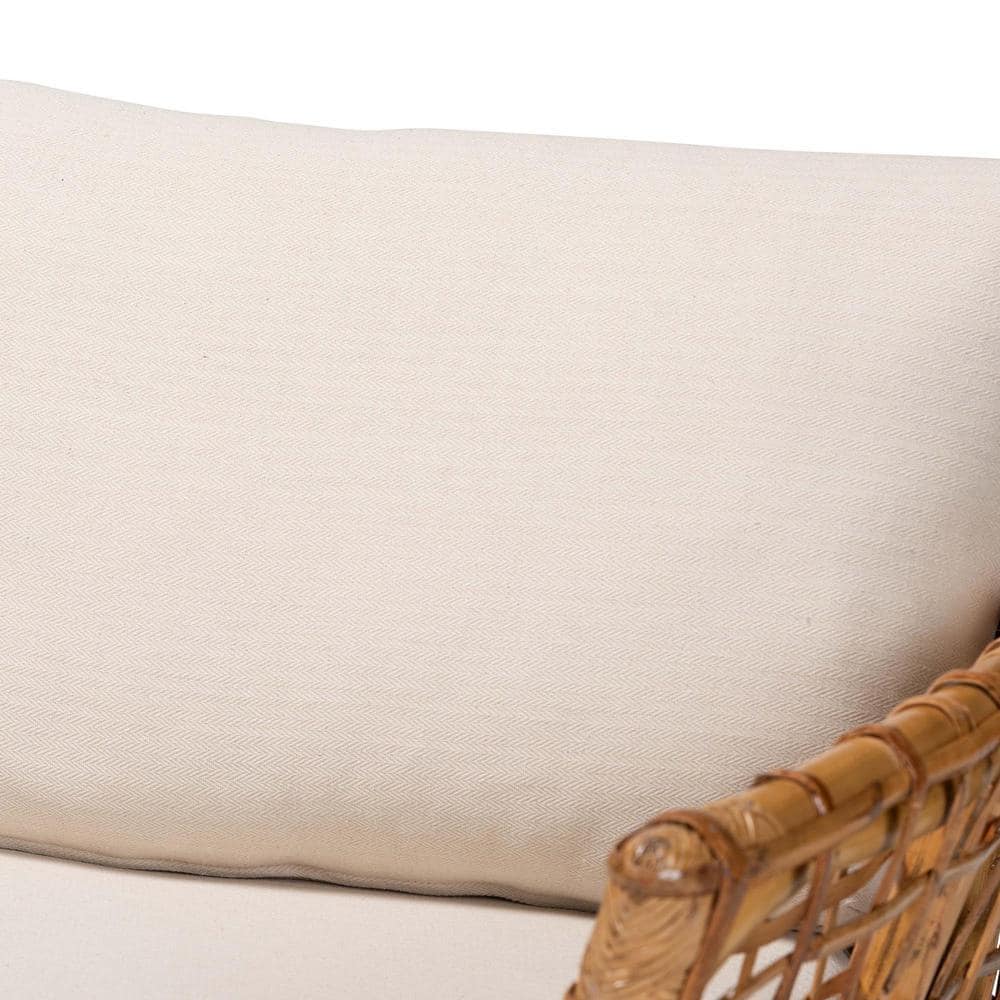 Handcrafted Natural Brown Rattan Accent Chair with Cushions