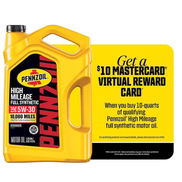 Pennzoil Full Synthetic High Mileage Motor Oil SAE 5W-30 Motor Oil 5 qt.