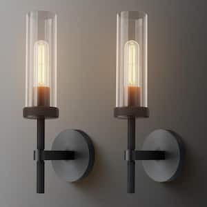 14 in. 1-Light 2-Piece Black Wall Sconce, Modern Wall Lighting for Living Room, Bedroom, Hallway, Bathroom