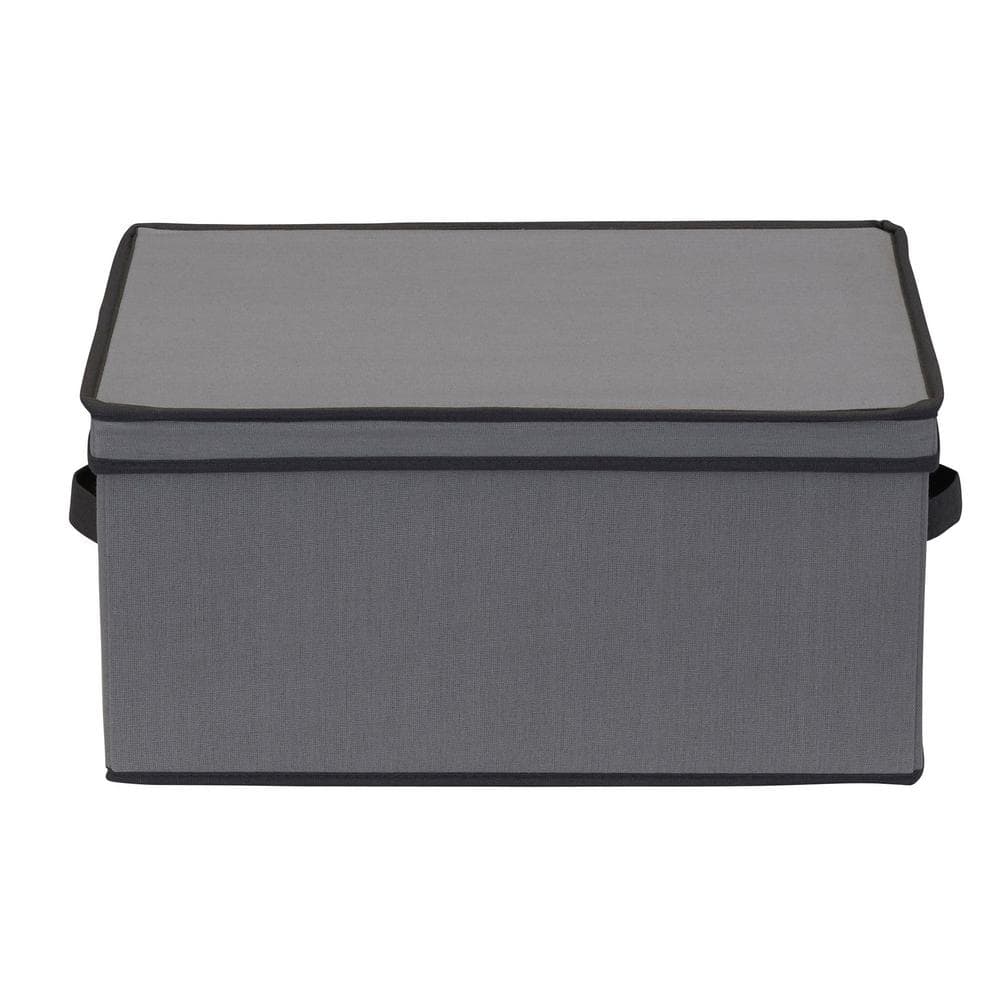 Gray Collapsible Plastic Wine Glass Storage Bin with Window