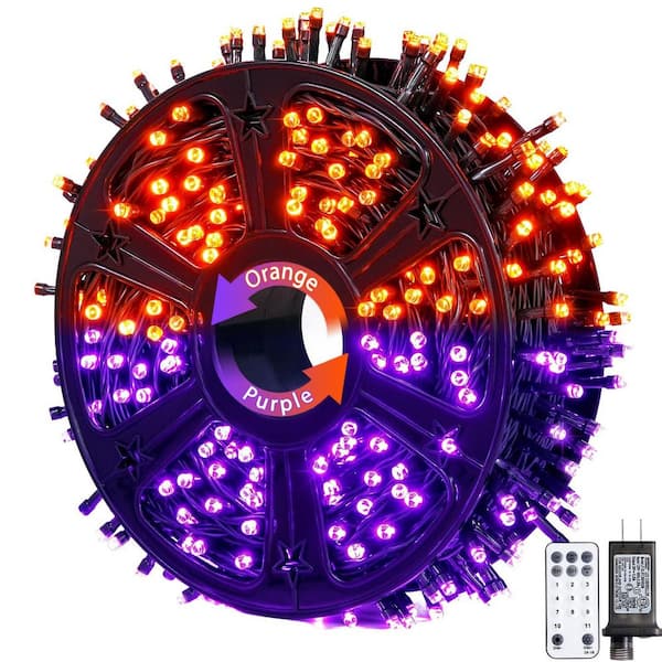 173 ft. Purple and Orange 500 LED Color Changing Halloween String Lights with Remote, Waterproof Halloween Tree Light