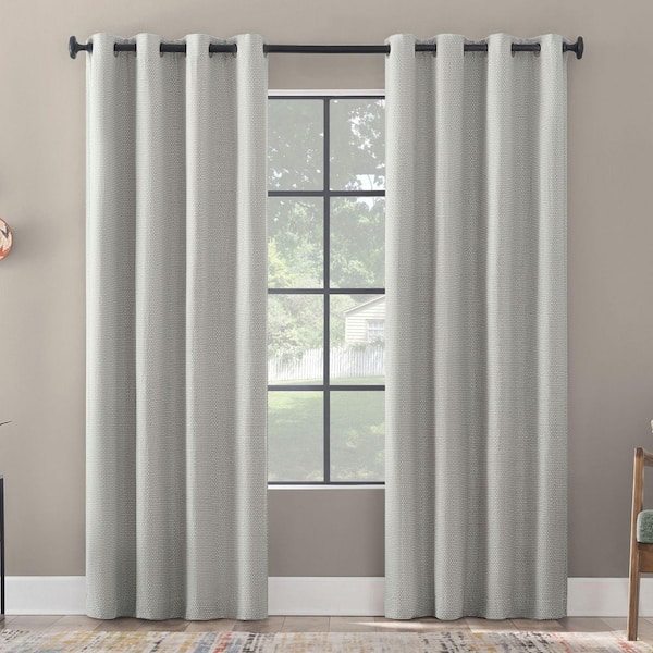SCOTT LIVING Rafaela Chenille 100% 50 in. W x 84 in. L Blackout Grommet Curtain Panel in White