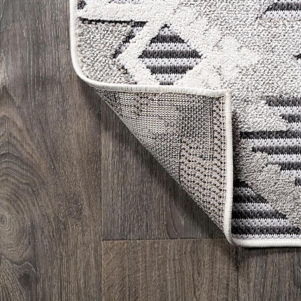 JONATHAN Y Sumak High-Low Pile Neutral Diamond Kilim Beige/Gray 5