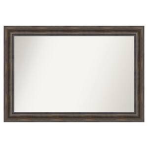 Rustic Pine Brown 41.5 in. x 28.5 in. Custom Non-Beveled Wood Framed Batthroom Vanity Wall Mirror