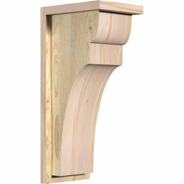 Ekena Millwork 8 in. x 10 in. x 22 in. Douglas Fir Yorktown Rough Sawn Corbel with Backplate