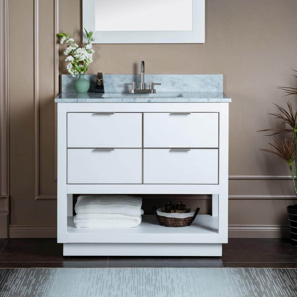 WOODBRIDGE Venice 43 in.W x 22 in.D x 38 in.H Bath Vanity in White with