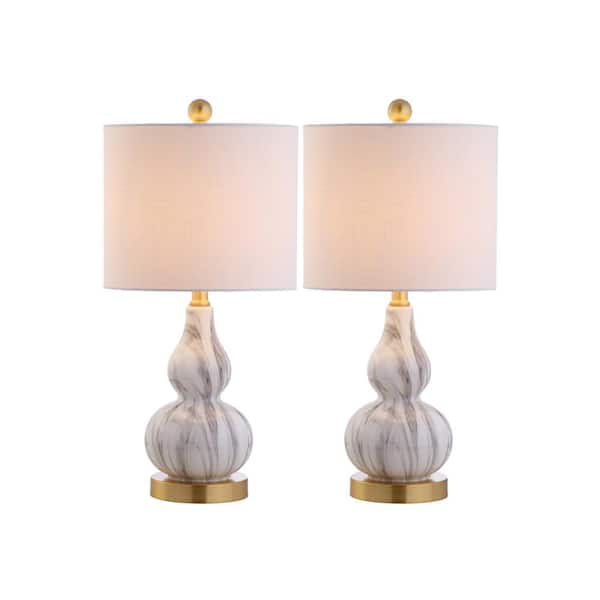 Anya 20.5 in. Black/White Mini Glass Table Lamp (Set of 2)