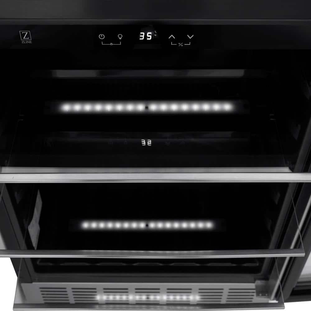 ZLINE 24" Stainless Steel Beverage Fridge with Champagne Bronze Handle