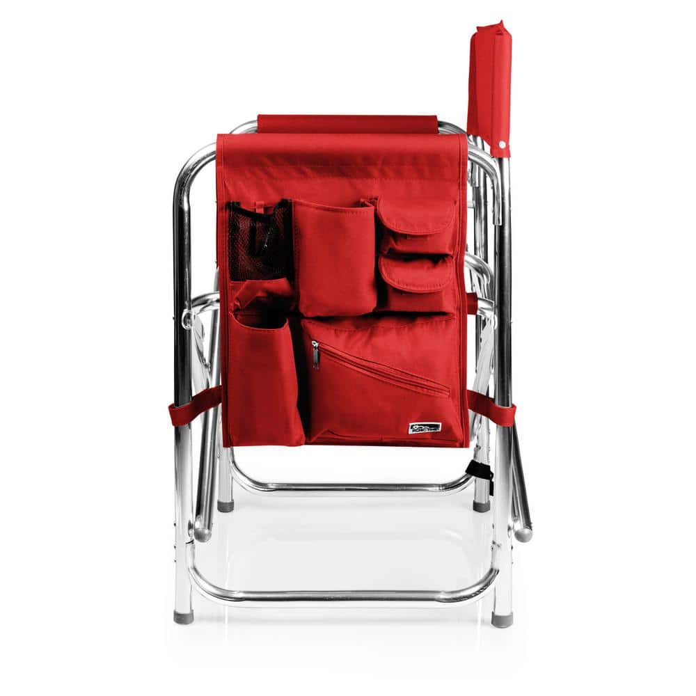 Red Aluminum Portable Camping Chair with Side Table