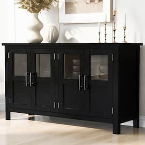 51 in. W x 15.6 in. D x 34 in. H Black Linen Cabinet Storage Cabinet with Adjustable Shelf and Metal Handles