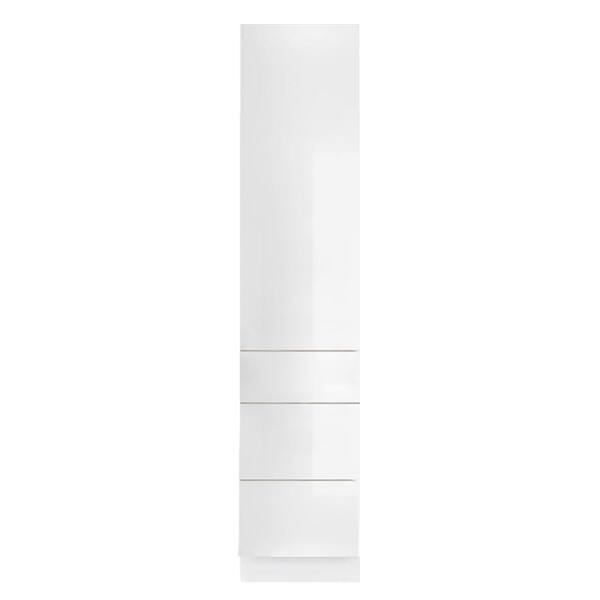 LIFEART CABINETRY Valencia Assembled 24-in. W x 24-in. D x 90-in. H in Gloss White Plywood Assembled 3-Drawer Pantry Kitchen Cabinet