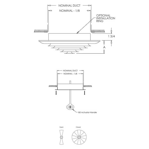 Sdi Grille 8 In Round Ceiling Air Vent Register White With Fixed Cone Diffuser And Bowtie Damper Sg Rcr 08 The Home Depot Round Ceiling Air Vent Register, How To Open Round Ceiling Air Vents