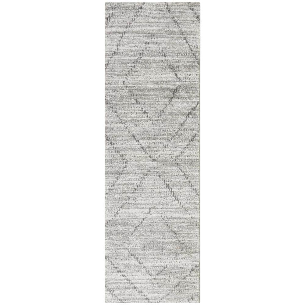 Sienna Moroccan Diamond 2'2" x 7' Runner Rug in Grey