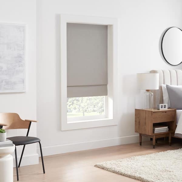 Eclipse Kylie Grey Solid Polyester 31 in. W x 64 in. L 100% Blackout Single Cordless Roman Shade