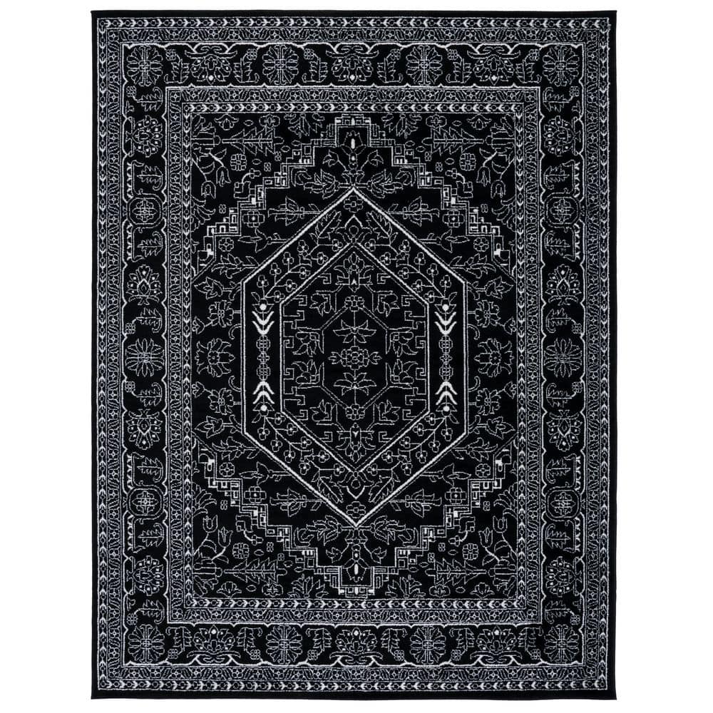 Adirondack Black/Ivory 8 ft. x 10 ft. Border Medallion Area Rug price history on PriceWatchPro
