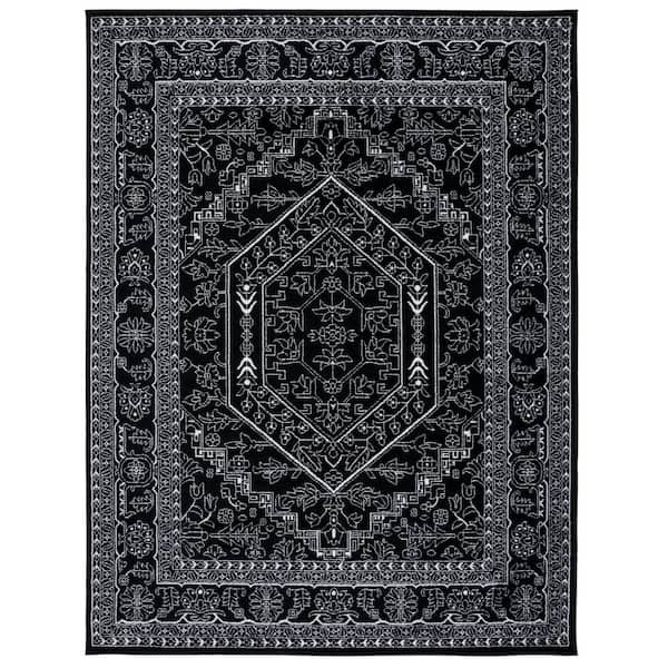 Adirondack 9 ft. x 12 ft. Black/Ivory Oriental Area Rug