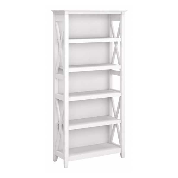 Key West 66 in. Tall Pure White Oak Particle Board 3-Shelf Standard Bookcase with Adjustable Shelves