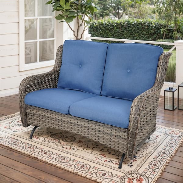 Wicker patio glider loveseat sale