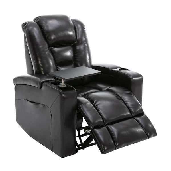 black recliner with cup holder