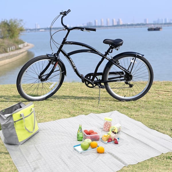 Zeus & Ruta 26 in. 7-Speed Black Women and Men Beach Cruiser Bike Zeus & Ruta 26 in. 7-Speed Black Women and Men Beach Cruiser Bike