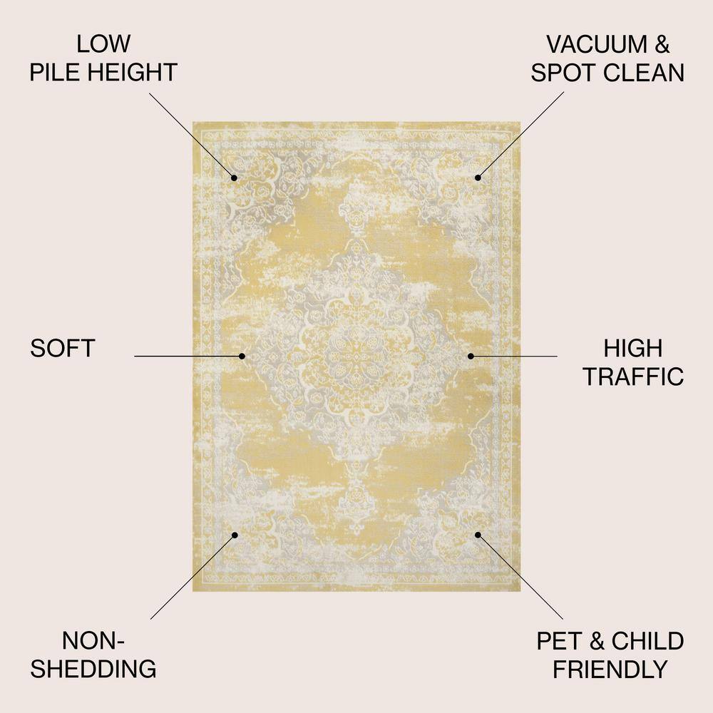 Alhambra Yellow and Cream Synthetic 5x8 Area Rug