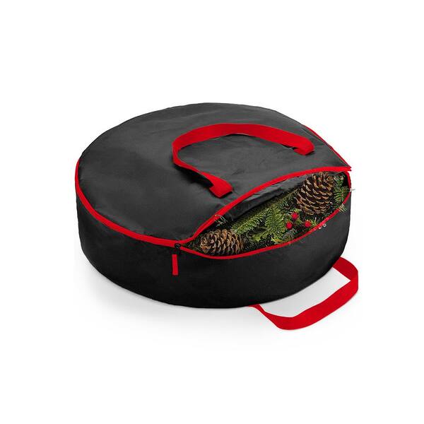 OSTO 30 in. Black Christmas Tear Proof X-Strong 600D Oxford Fabric Artificial Wreath Storage Protection Bag
