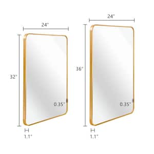 24 in. W x 36 in. H Gold Vanity Mirror for Bathroom, Modern Rectangle Metal Frame Bathroom Wall Mounted Mirrors