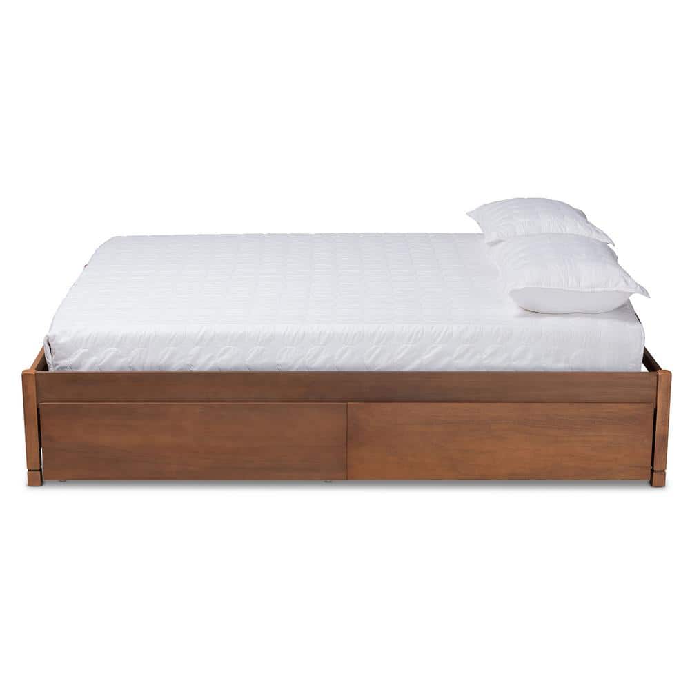 Yara Walnut Queen Bed with Tufted Upholstery and 4 Storage Drawers