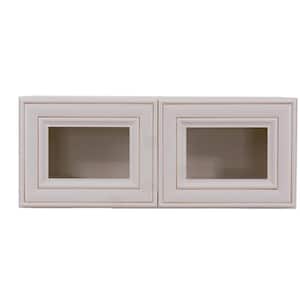 Princeton Assembled 30 in. x 18 in. x 12 in. Wall Mullion Door Cabinet with 2 Doors in Creamy White Glazed