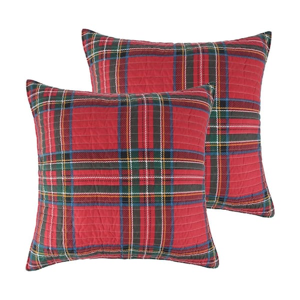 LEVTEX HOME Thatch Home Spencer Plaid Multicolor Microfiber Euro Sham (Set of 2)