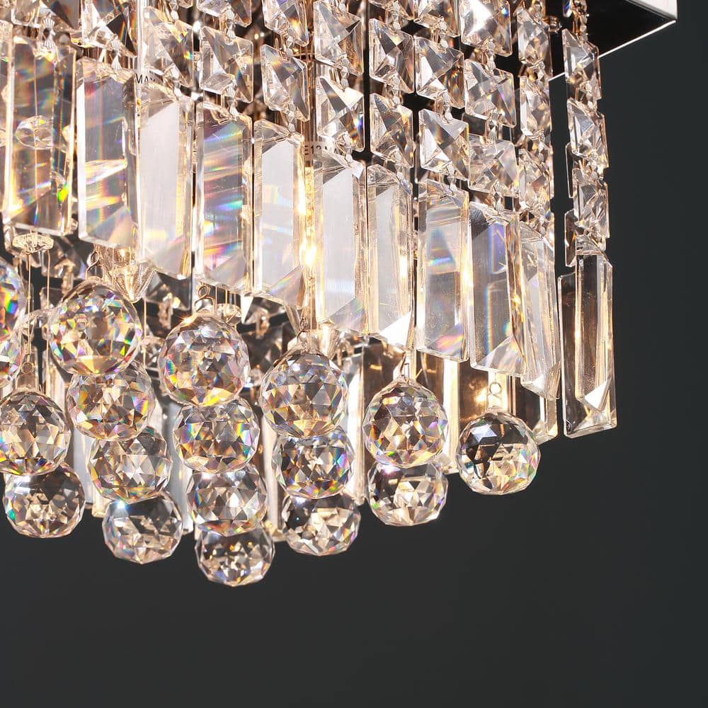 40'' Chrome Crystal Geometric Flush Mount Chandelier