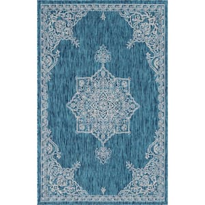 Teal Antique 8 ft. x 11 ft. Outdoor Area Rug