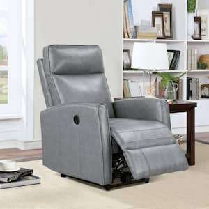 Lucca Gray Leather Standard (No Motion) Recliner with Power Reclining