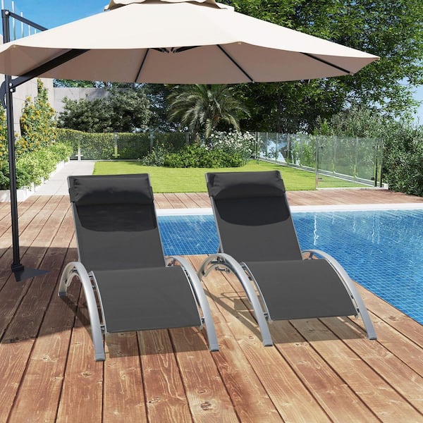 Adjustable Chaise Lounge Set, All-Weather Outdoor Loungers with Stackable Design