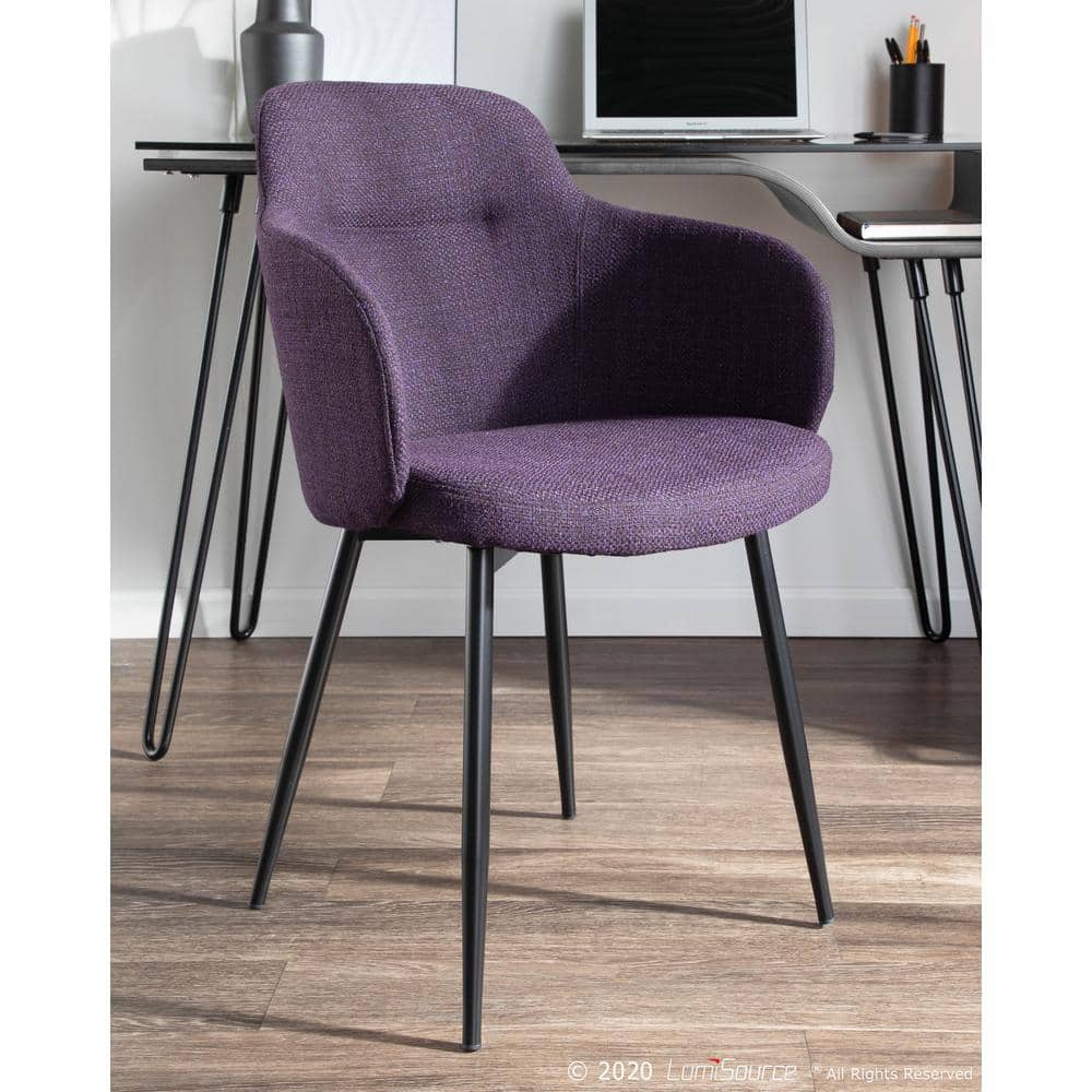 High-Back Industrial Upholstered Arm Chair in Black and Purple