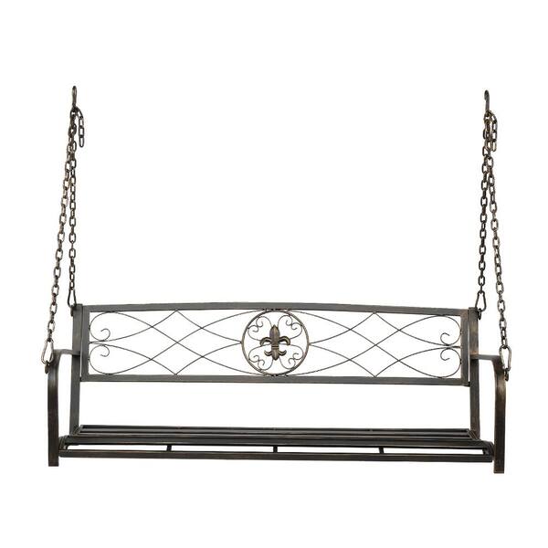 TIRAMISUBEST 2-Person Bronze Brush Iron Porch Swing with 2 Iron 