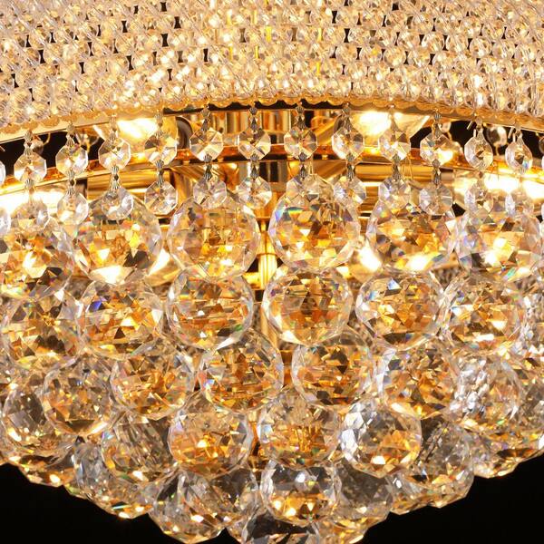 Jushua Luxury 22 in. 12-Light Gold Crystal Chandelier Lighting