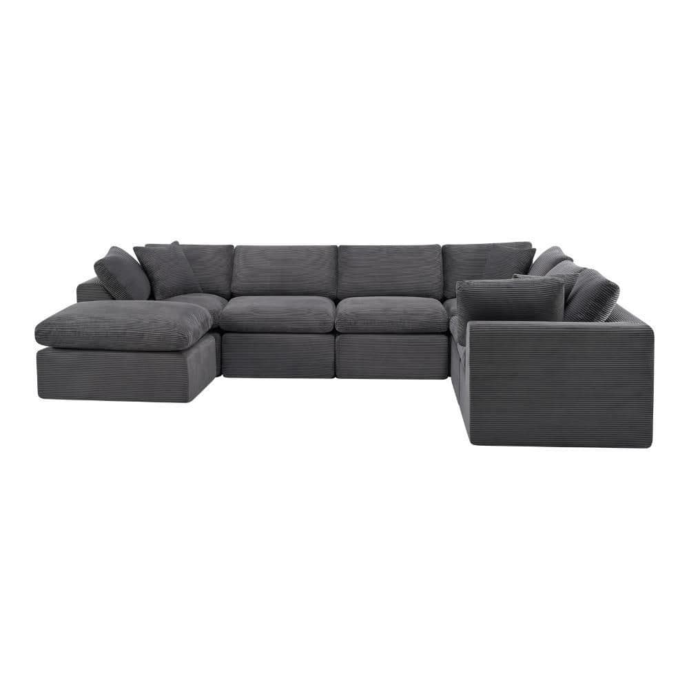 138.00 in. Square Arms Corduroy Modular Sofa Unfinished