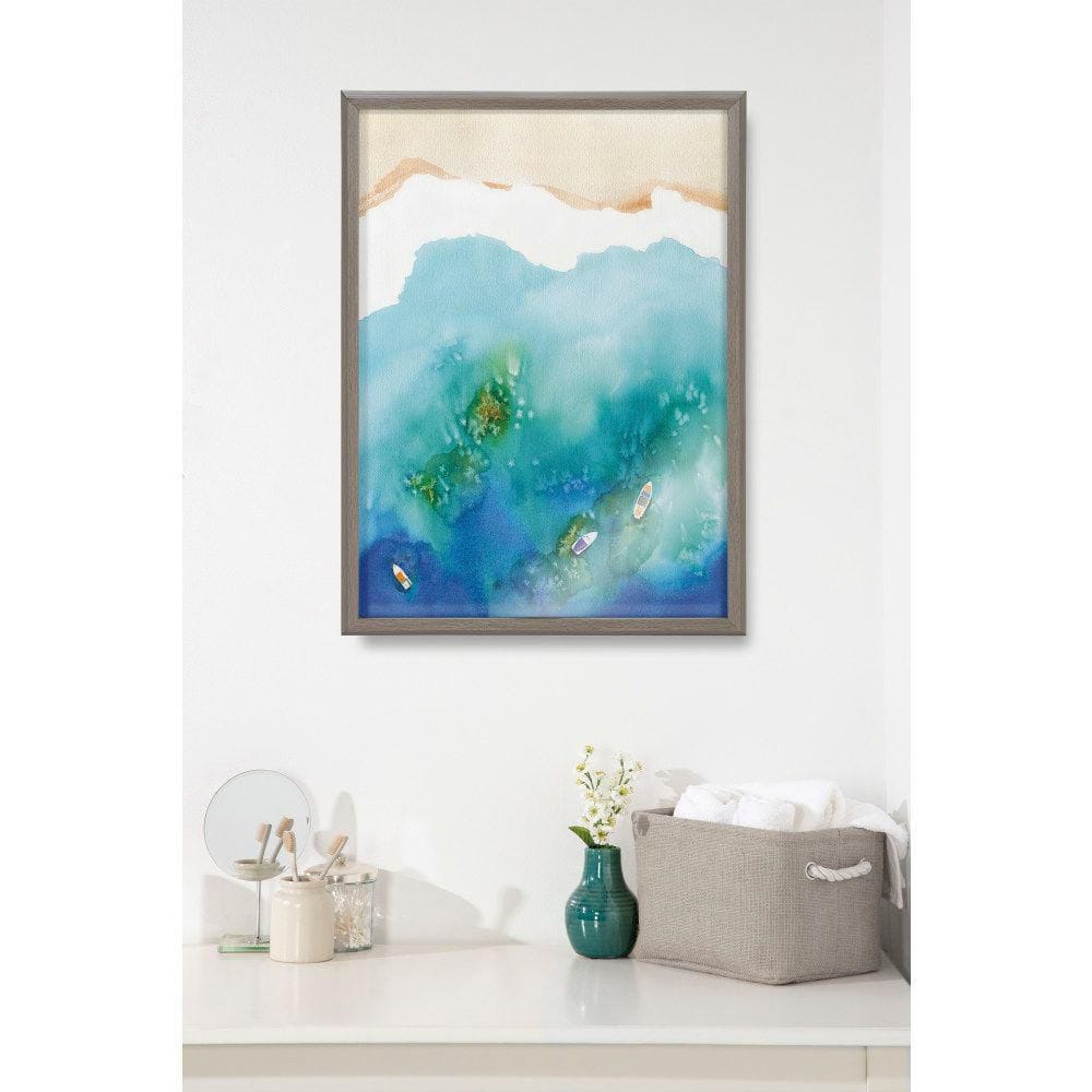 Blake Voyage 18" x 24" Framed Coastal Glass Wall Art