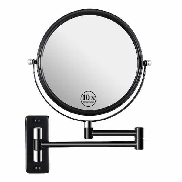 cadeninc 8 in. Wall Mounted Makeup Vanity Mirror with 1X / 10X Magnification Mirror, 360° Swivel